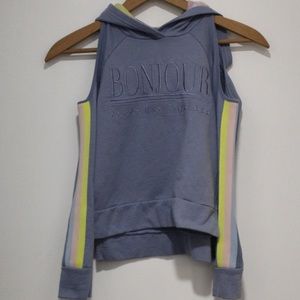 Cold shoulder hoodie:” Bon-jour Paris” by Epic Threads. (S)